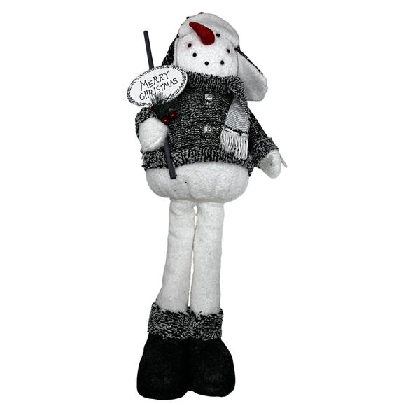 Christmas House Standing Skiing Snowman Merry Christmas Figure Decoration New - Picture 7 of 13